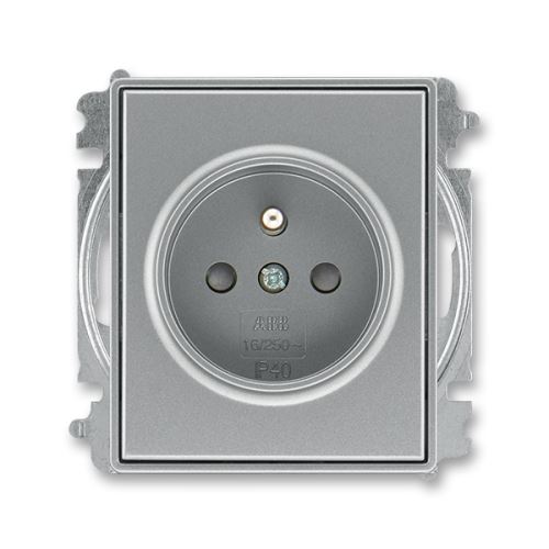 ABB 6619E-A06357 36 Time®, Element® Zásuvka jednonásobná s ochranným kolíkem, s clonkami OCELOVÁ