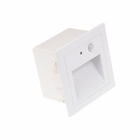 LED vestavné orientační svítidlo bílé PIR-LOPEN-G, IP65 s pohybovým čidlem, dosah 3m (1)