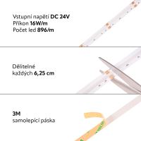 RGBW-WW LED pásek COB Barevný+Teplá bílá jednotné světlo 16W/m, 24V, 896LED/m (2)