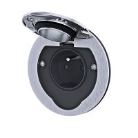 Solight 5B324 vestavná zásuvka z broušeného hliníku s krytím IP55, kulatá (1)