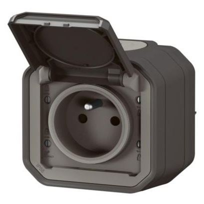 LEGRAND PLEXO 069791L zásuvka s clonkami IP55 montáž na povrch s víčkem Antracit