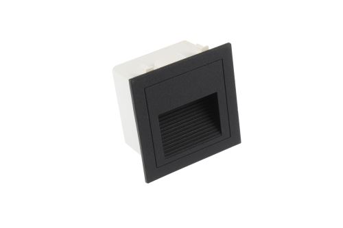 LED černé orientační vestavné svítidlo vhodné ke schodům nebo do chodeb, 3W, IP65, 230V