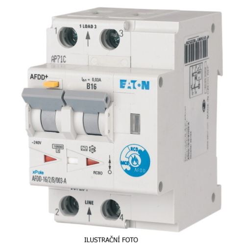 EATON AFDD-16/2/B/003 Oblouková ochrana-proudový chránič AFDD IN=16A B 10KA IDN=0.03A TYP A /187204/