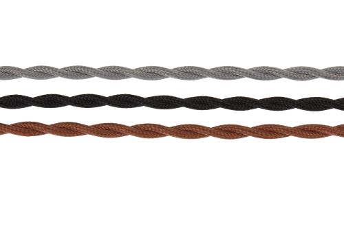 Splétaný textilní kabel vhodný k lampám nebo žárovkám, když chcete přiznat kabeláž ve 3 barevných provedeních 2x0,75mm2