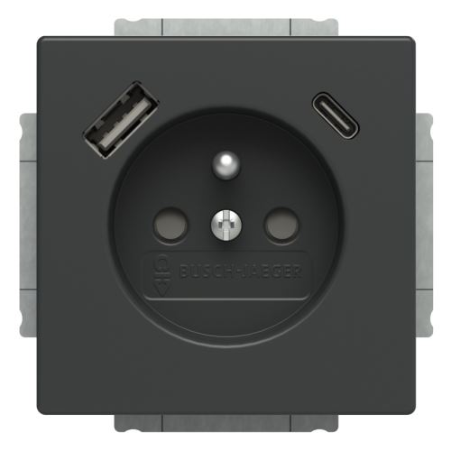 ABB 2CKA002017A1913  Future® linear Zásuvka jednoduchá s ochrannými clonkami a USB-A + USB-C Antracit
