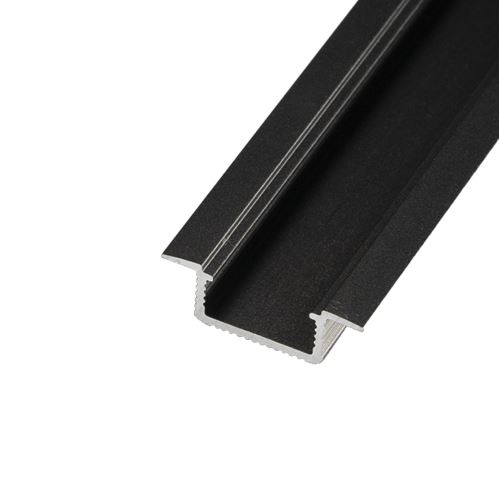 Vestavný hliníkový profil V5C pro LED pásek  - barva černá Profil bez krytu 1m i 2m pro pásek do 20W/1m