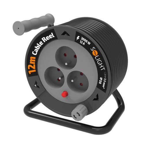 Solight PB24 prodlužovací kabel na bubnu 3zásuvka, 12m, 3x1,5mm2 PVC