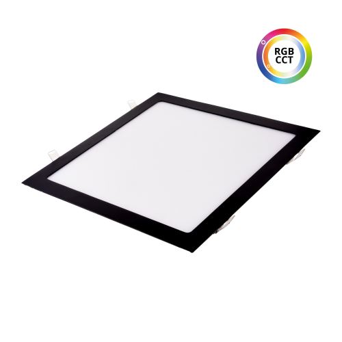 Zápustný LED panel 36W 24VDC RGBCCT- možnost nastavení teplé, denní i studené bílé a RGB barev, 30x30cm čtverec černý