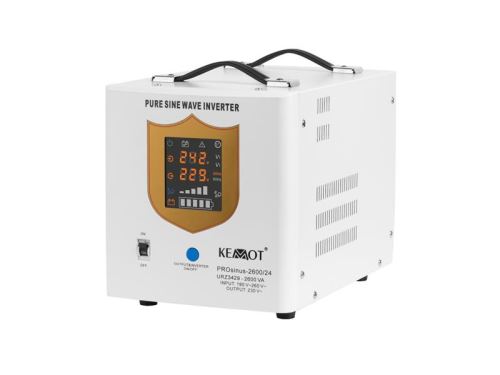 KEMOT PROsinus-2600/24 záložní zdroj ​​1800W 24V čistě sinusová vlna, funkce nabíjení White/bílý