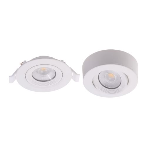 LED bodové bílé svítidlo IP44 7W vhodné do koupelny s naklápěním a možností zapuštění do stropu 220-240V