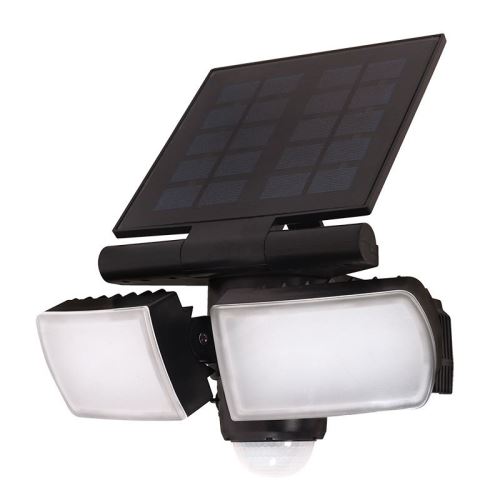 SOLIGHT LED solární světlo s pohybovým náklopným senzorem 8W, 600lm, černé, vhodné pro venkovní osvětlení bez přívodu elektrické energie