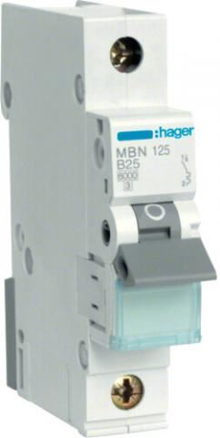 HAGER MBN125 Instalační jistič 6 kA, charakteristika B, 25 A, 1 pól