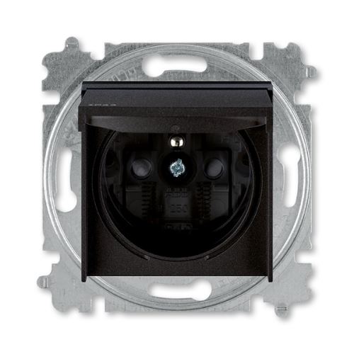 ABB 6619H-A06997 63 Levit s IP44  krytím,Zásuvka jednonásobná s ochranným kolíkem s clonkami a víčkem, Onyx/kouřová černá náhrada za 5519H-A02997 63