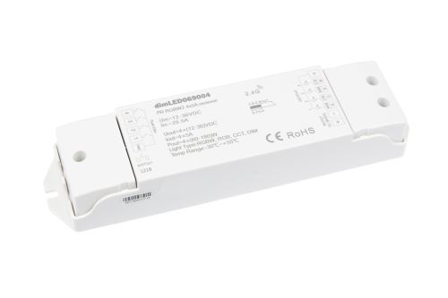 RGBW RF LED přijímač stmívač 4x5A 12-36VDC pro RGBW ovladače dimLED PR RGBW2
