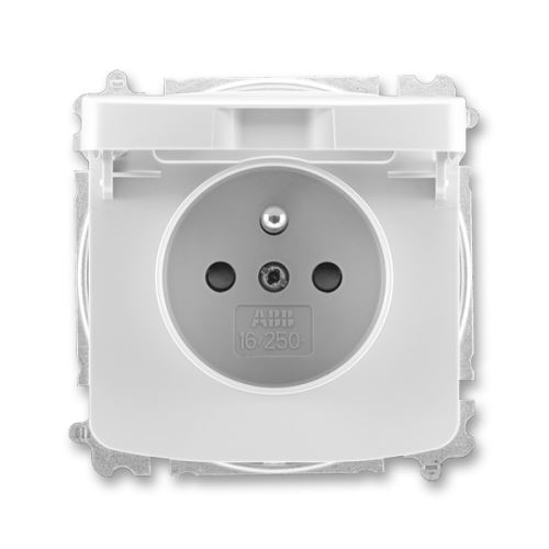 ABB 6619A-A06397 S Tango® Zásuvka jednonásobná s ochranným kolíkem, s clonkami, s víčkem,Světle ŠEDÁ náhrada za 5519A-A02397