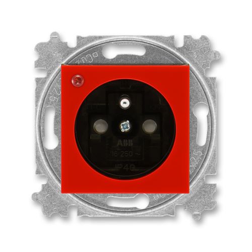 ABB 5599H-A02357 65 Zásuvka jednonásobná, přepěťová ochrana LEVIT červená/kouřová