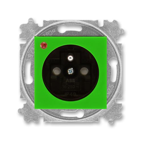 ABB 5599H-A02357 67 Zásuvka jednonásobná, přepěťová ochrana LEVIT zelená/kouřová černá