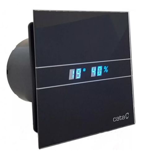 CATA e-100 GBTH ventilátor černý -  s doběhem, hydro časovač, LED display, skleněný čelní panel 100mm