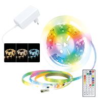 SOLIGHT WM60 LED RGB + 3CCT barevný pásek 5m v sadě s 24V adaptérem a dálkovým ovladačem, 5W/m, IP65