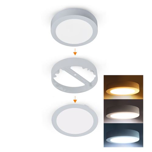 SOLIGHT WD240-S LED 12W mini kulatý panel vhodný do koupelny s krytím IP54 2v1 přisazený nebo podhledový, 3CCT, 1020lm, stříbrná