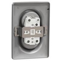 Schneider NOVÁ UNICA zásuvka dvojnásobná s clonkami pootočená NU206530 250V/16A ALUMINIUM (1)