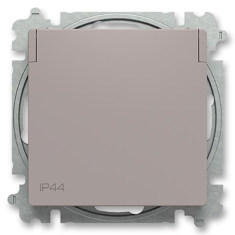 ABB 6619T-A06995 244 ZONI® s IP44  krytím, Zásuvka bezšroubová s clonkami a víčkem GREIGE