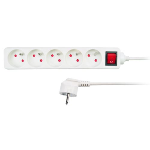 SOLIGHT PP53 Prodlužovací kabel s vypínačem 5zásuvek/5m 3x1mm2 Bílá