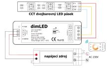 RF přijímač stmívač LED 2x5A 12-24VDC pro CCT ovladače dimLED Přijímač dimLED PR CCT1 (5)