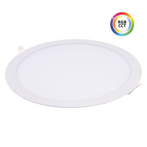 Zápustný LED panel 36W 24VDC RGBCCT- možnost nastavení teplé, denní i studené bílé a RGB barev, 30cm kruh bílý