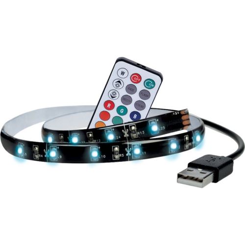 Solight WM504 barevný LED pásek RGB přímo do zásuvky USB určený k nasvícení prostoru za televizí 2x 50cm s dálkovým ovladačem