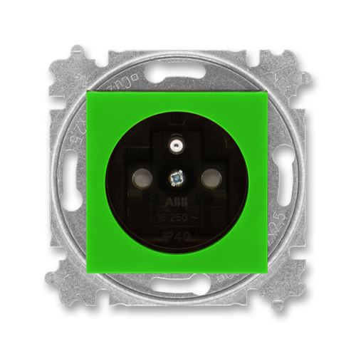 ABB 5519H-A02357 67 Zásuvka jednonásobná, s clonkami LEVIT zelená/kouřová černá