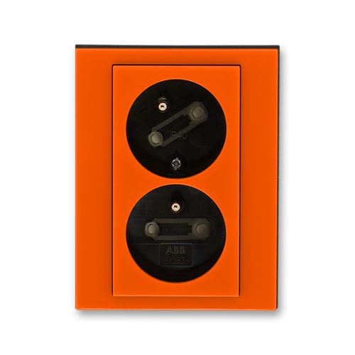 ABB 5513H-C02357 66 Zásuvka dvojnásobná s natočenou dutinou LEVIT oranžová/kouřová černá
