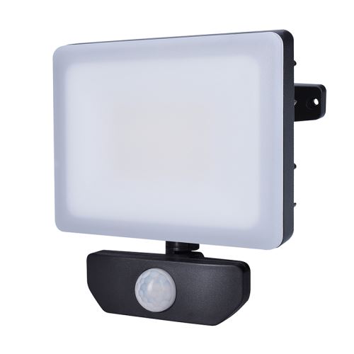 SOLIGHT WM-30WS-Q LED reflektor Quick s pohybovým PIR sensorem, 30W, 2550lm, 4000K, IP44, černý