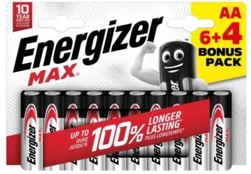 ENERGIZER Max tužková alkalická baterie AA 1,5V balení 6+4 ks