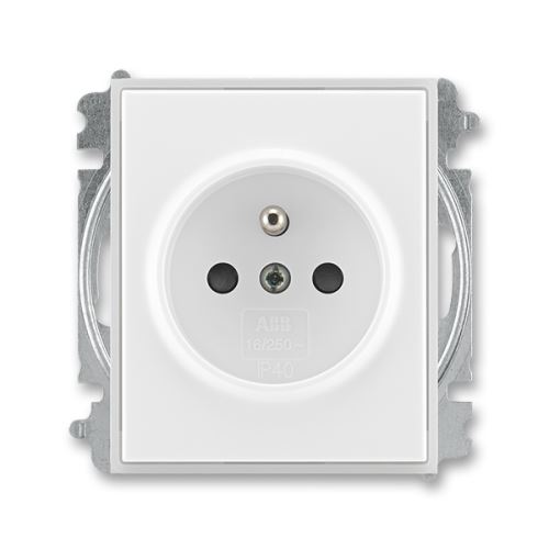 ABB 6619E-A06357 01 Time®, Element® Zásuvka jednonásobná s ochranným kolíkem, s clonkami, bílá / ledová bílá