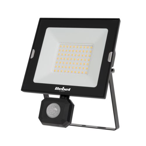 REBEL URZ3617 LED reflektor 50W s pohybovým PIR sensorem, 4000K, Denní bílá , dosah až 8m, 120°, 4250lm