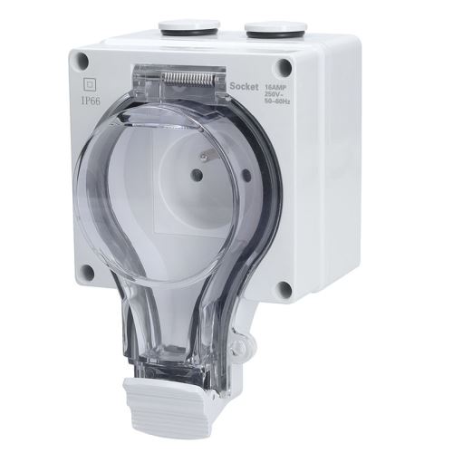 Solight 5B350 venkovní zásuvka s ochranou IP66 vodotěsná a prachotěsná 16A/230V nástěnná