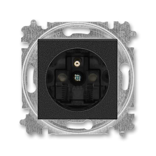 ABB 6619H-A06357 63 LEVIT Zásuvka jednonásobná, s integrovanými clonkami onyx/kouřová černá