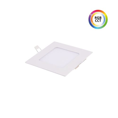 Zápustný LED panel 9W 24VDC RGBCCT- možnost nastavení teplé, denní i studené bílé a RGB barev, 12x12cm čtverec bílý
