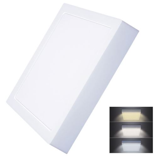 Solight WD175 bílý čtvercový přisazený LED panel s možností měnění CCT 24W 1800lm 3000K/4000K/6000K