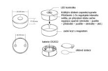 Magnetický OV MK1 nástěnný mini LED ovladač i stmívač, dálkové RF (radiofrekvenční) ovládání (5)