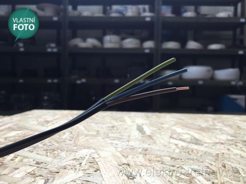 Kabel CYKYLo-J 3x1.5 ( CYKYLo 3x1,5 C ) Hnědá/modrá/zelenožlutá pro světelné přívody a zásuvky do 10A modrý pruh