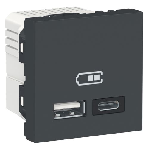 Schneider NOVÁ UNICA USB zásuvka dvojitá nabíjecí A+C 2M NU301854 ANTRACIT