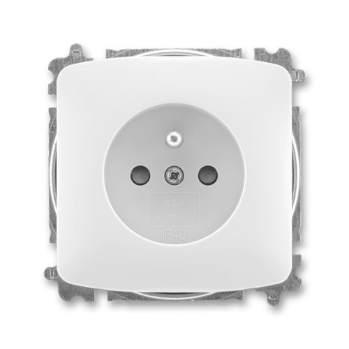 ABB 6619A-A06357 B Tango® Zásuvka jednonásobná s ochranným kolíkem, s clonkami, bílá ,bezšroubový strojek náhrada za 5519A-A02357 B
