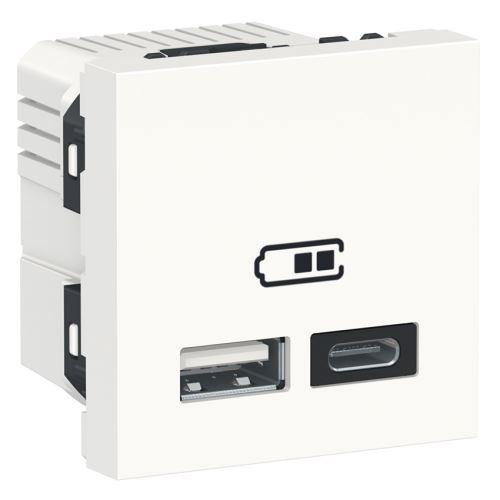 Schneider NOVÁ UNICA USB zásuvka dvojitá nabíjecí A+C 2M NU301818 BÍLÁ