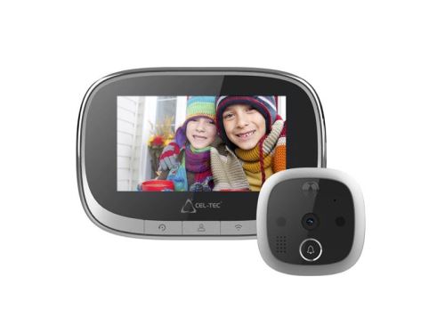 Domovní dveřní kukátko CEL-TECH DK500 s připojením na wifi a aplikaci Tuya, LCD displej