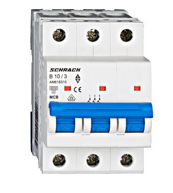 Schrack AM618310  instalační jistič B 10A Amparo 6kA charakteristika B 3pól