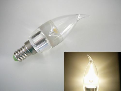 LED žárovka E14 SE3W240 čirá svíčka DW denní bílá