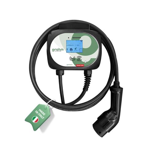 Grohm WallBox domací nabíječka elektromobilů s displejem GW22CSL 400V 22kW AC IP54 rovný kabel 5m Type 2