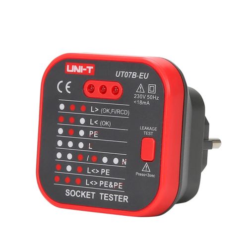 UNI-T UT07B-EU Tester správnosti zapojení zásuvek a zásuvkového obvodu